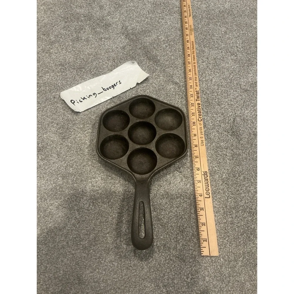 Vintage Cast Iron AEBLESKIVER Pan Danish Pancake Balls/Egg Poacher Heat Ring #2